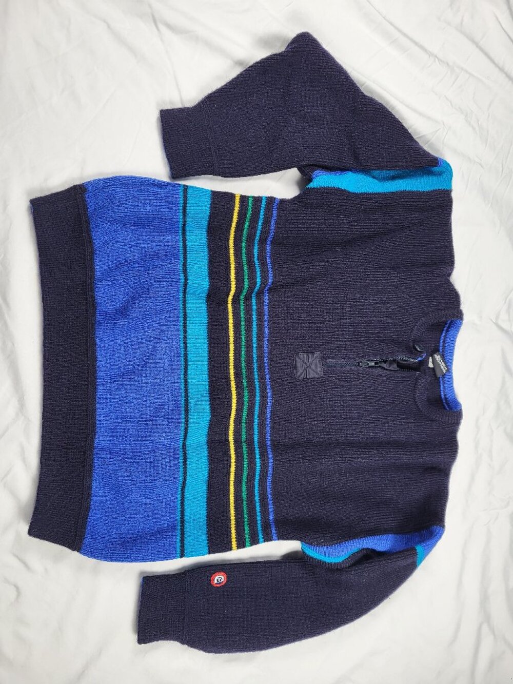 Vintage Clipper Sweater Men's Medium Wool Color Block Made In Denmark